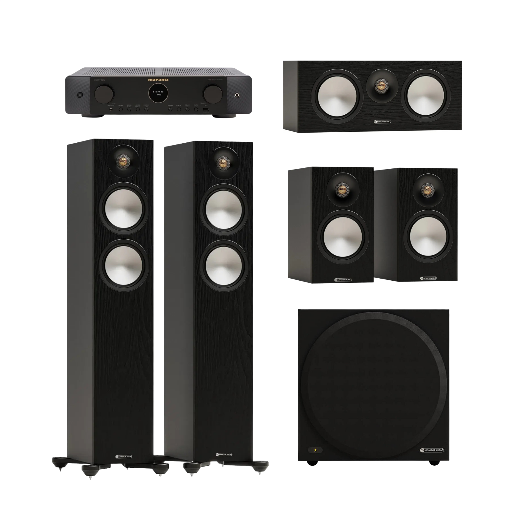 Monitor Audio & Marantz Evde Stadyum Deneyimi Paketi - Uno | Referans Seviye 5.1 Sinema Sistemi Black