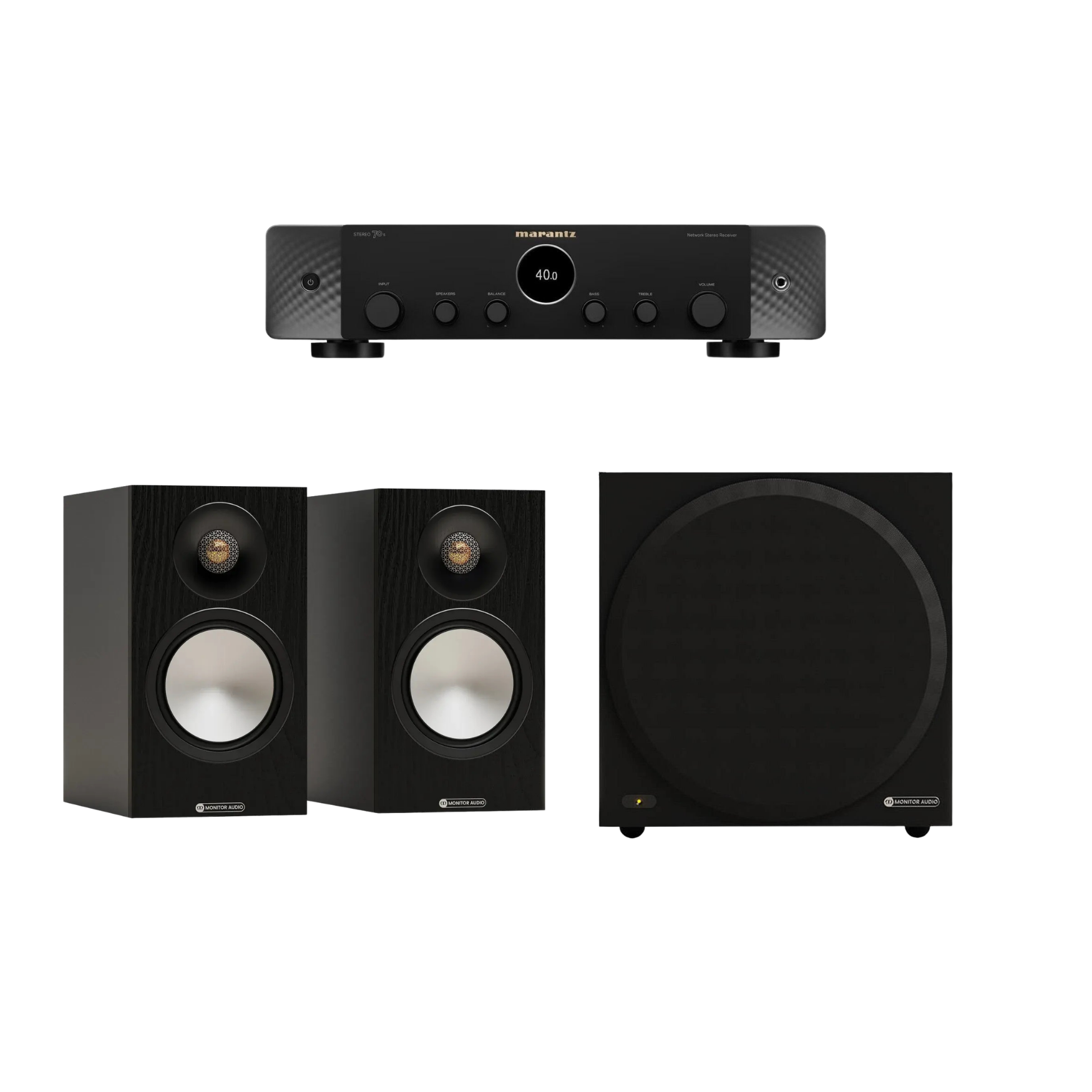 Monitor Audio & Marantz Evde Stadyum Deneyimi Paketi - Cinco | Hi-Fi Raf Tipi Hoparlör Sistemi